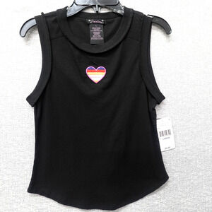 Dillard’s Xtraorinary Girls Large 10-12 Sleeveless Heart Rainbow Black Shirt